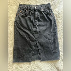 Topshop Asos Black Denim Midi Skirt